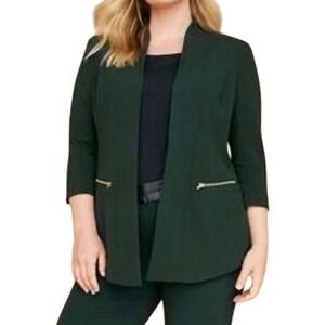 Lane Bryant Forest Green Open Front Zip Accent Blazer Women's‎ Plus Size 16